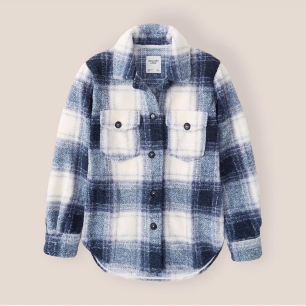 ABERCROMBIE & FITCH unlined plaid Sherpa jacket